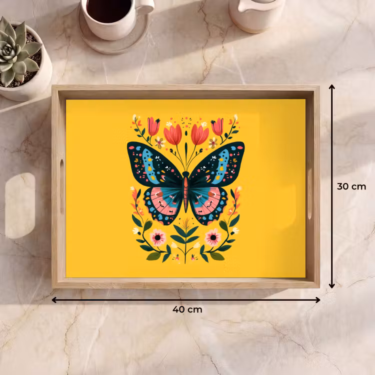 Plateau - Fleurs - Coloré - Papillon - Ornemental — 7