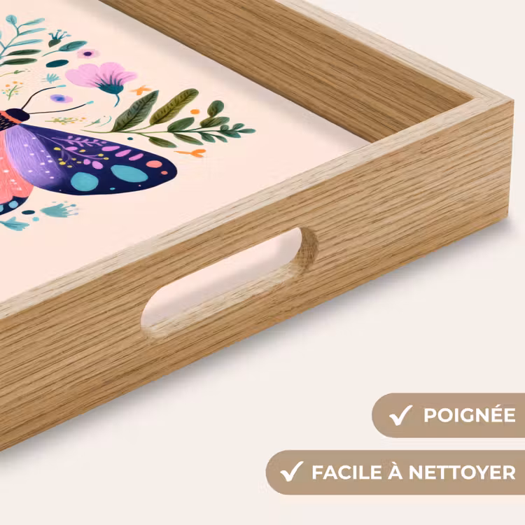 Plateau - Fleurs - Feuilles - Papillon - Coloré — 8