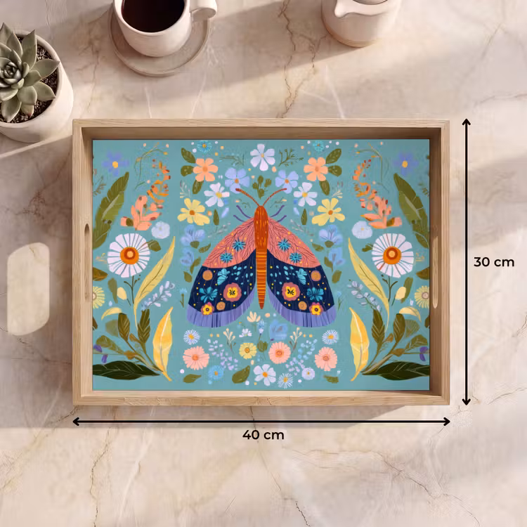 Plateau - Papillon - Ornemental - Fleurs - Feuilles — 7