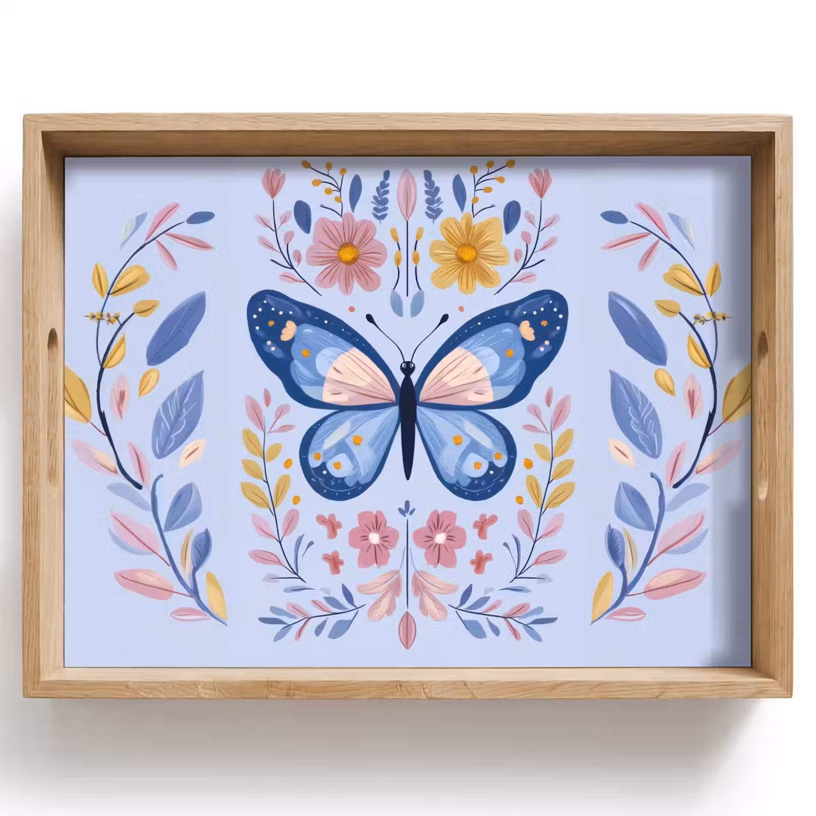 Plateau - Papillon - Bleu clair - Ornemental - Fleurs — 1