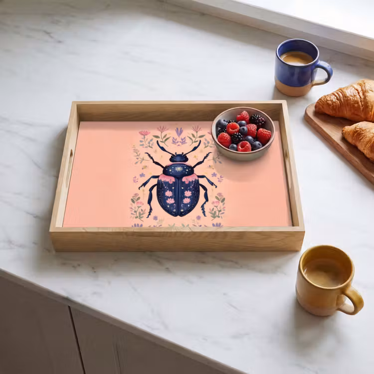 Plateau - Coccinelle - Bleu foncé - Fleurs - Ornementales — 3