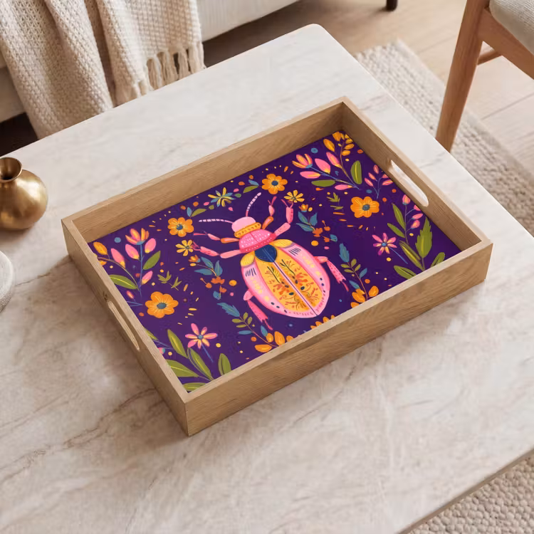 Plateau - Coléoptère - Couleurs vives - Fleurs - Feuilles — 2
