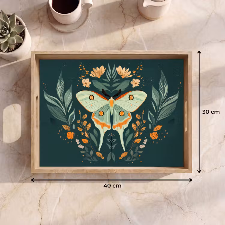 Plateau - Ornemental - Papillon - Vert - Feuilles — 7