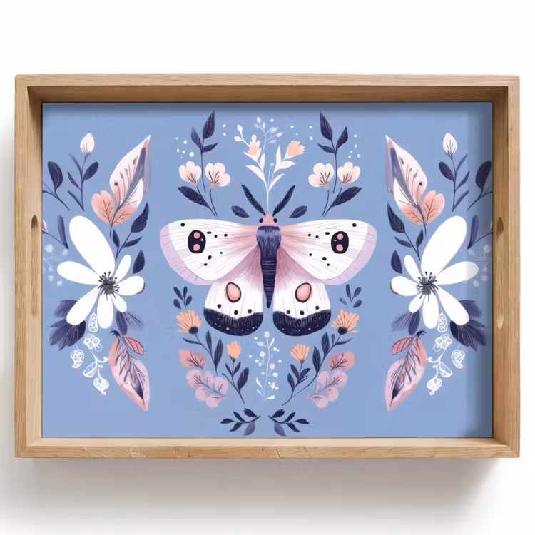 Plateau - Papillon - Ailes - Points - Fleurs — 1