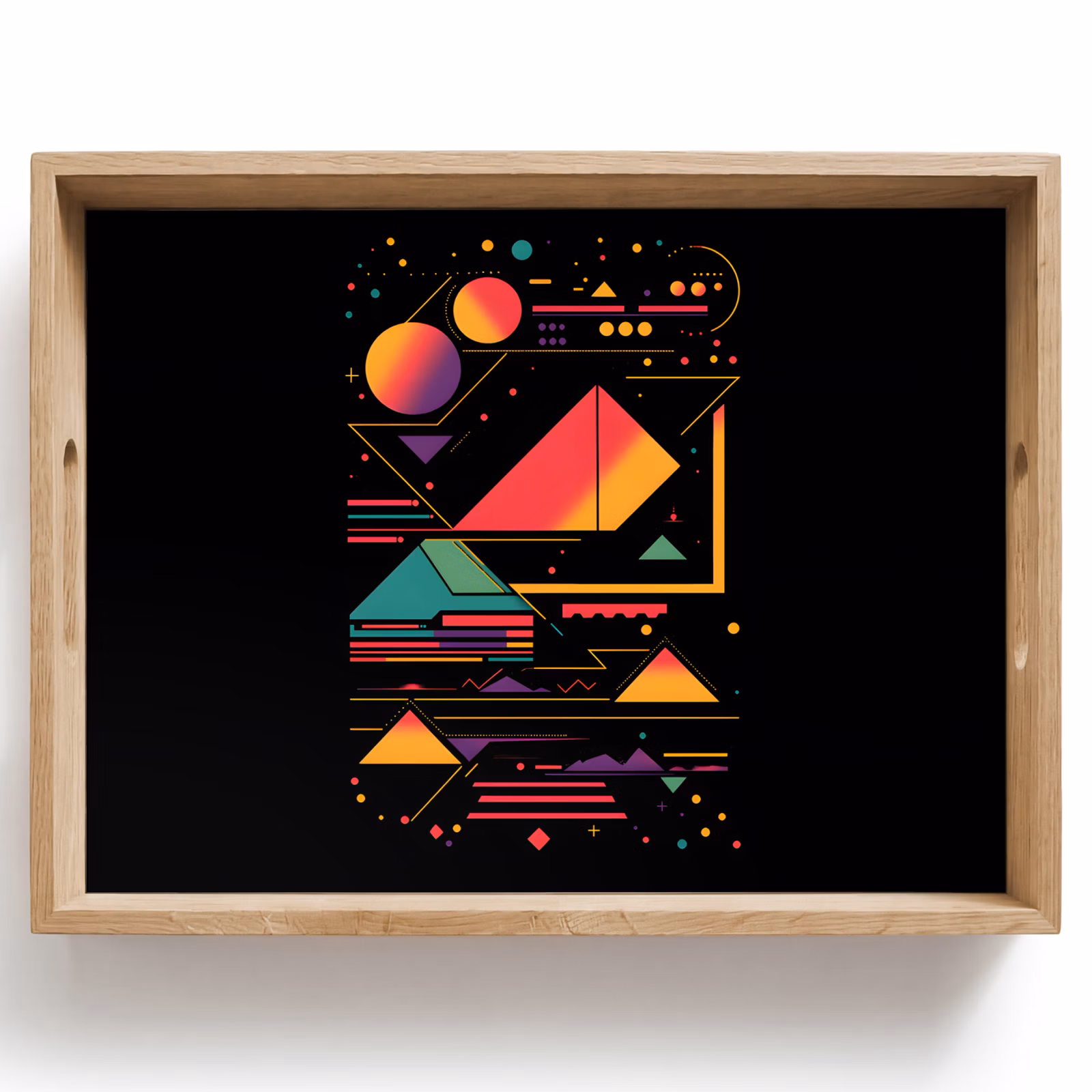 Plateau - Pyramides - Cercles - Couleurs néon - Géométrique — 1