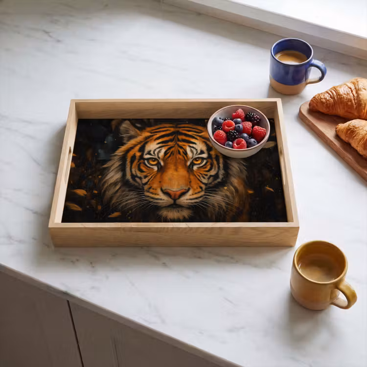 Plateau - Feuilles - Tigre - Orange — 3