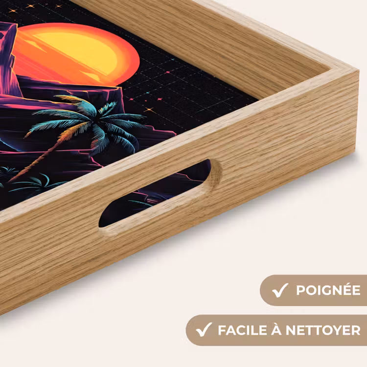 Plateau - Palmiers - Montagnes en néon - Ciel étoilé - Soleil — 8