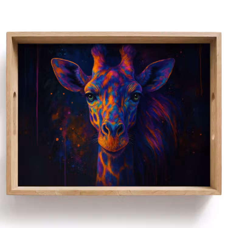 Plateau - Girafe - Coloré - Éclaboussures de peinture — 1