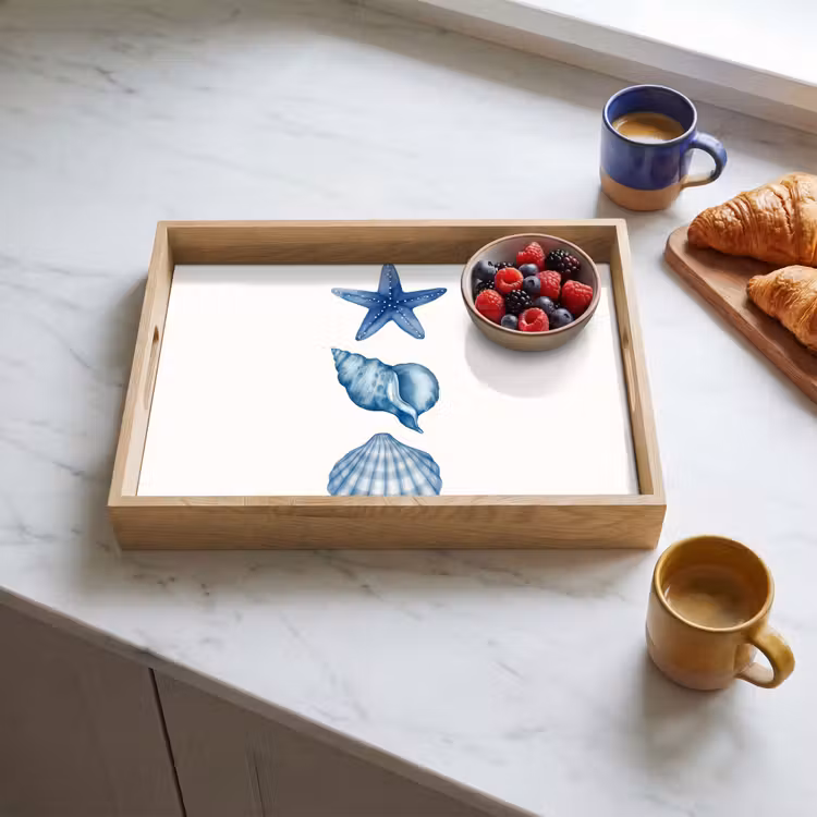Plateau - Étoile de mer - Coquillages - Bleu — 3