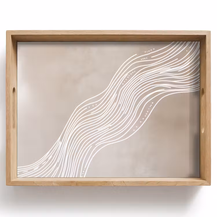 Plateau - Lignes ondulées - Fluidité - Couleur sable — 1
