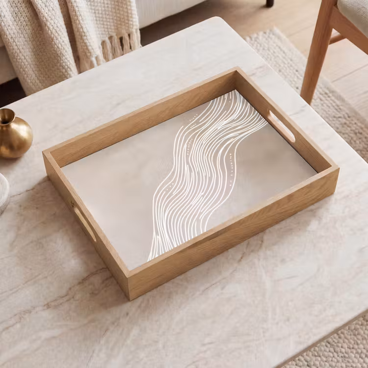 Plateau - Lignes ondulées - Fluidité - Couleur sable — 2