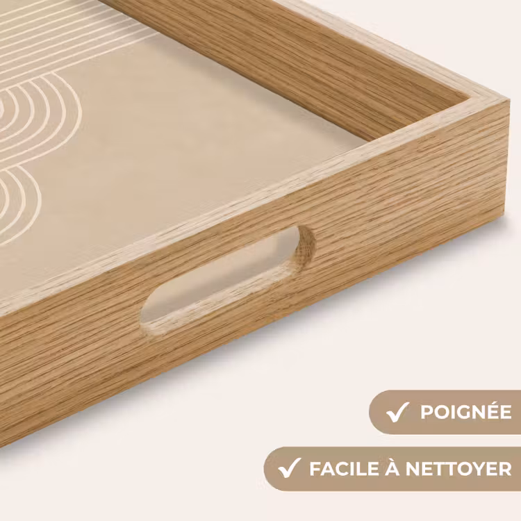 Plateau - Lignes parallèles - Texture légère - Beige — 8