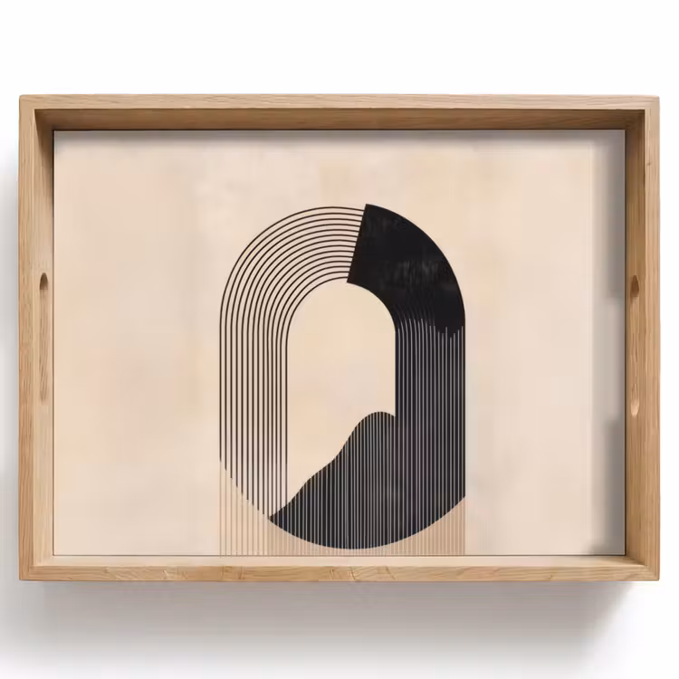 Plateau - Motif graphique incurvé - Beige — 1