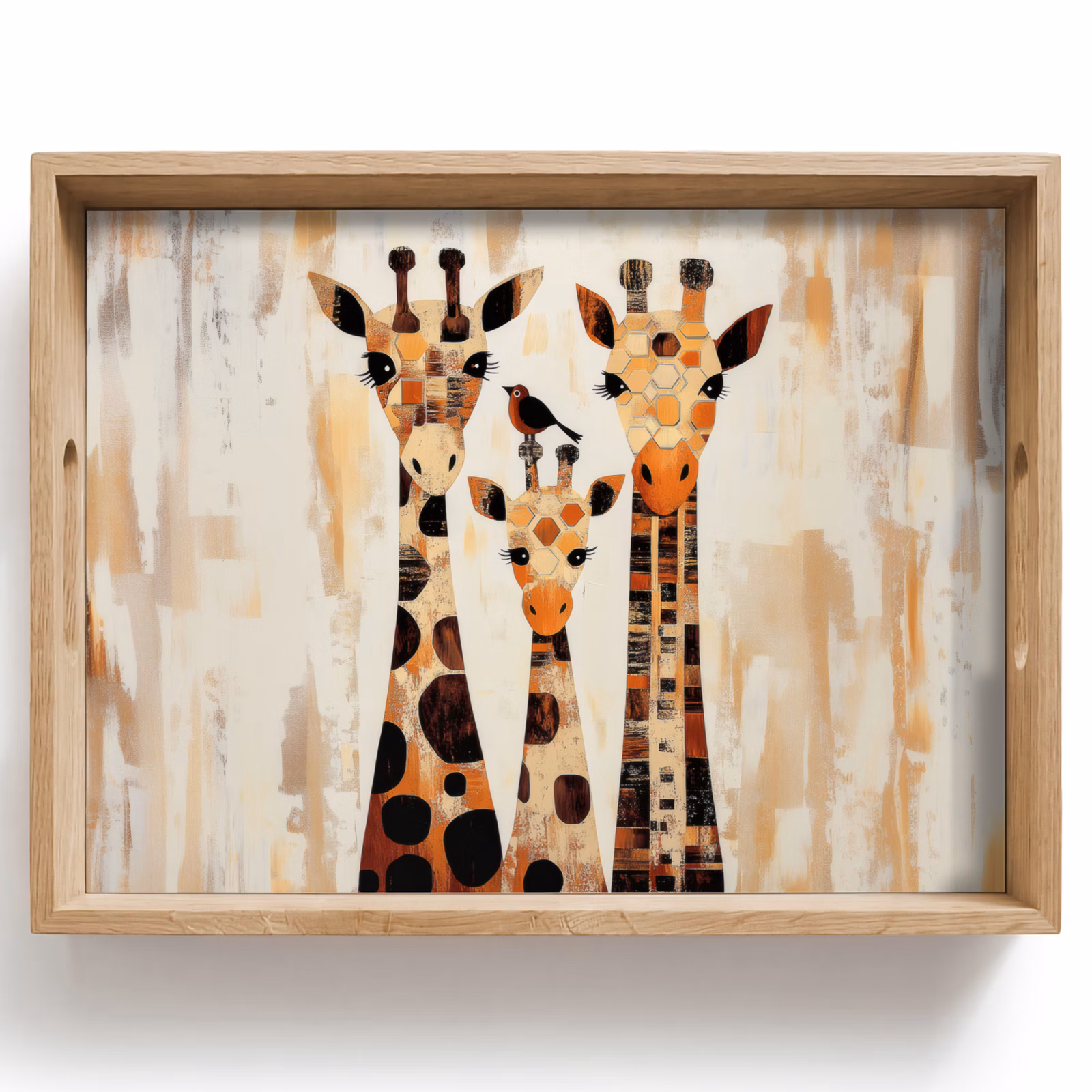 Plateau - Girafes - Dessin animé - Crème — 1