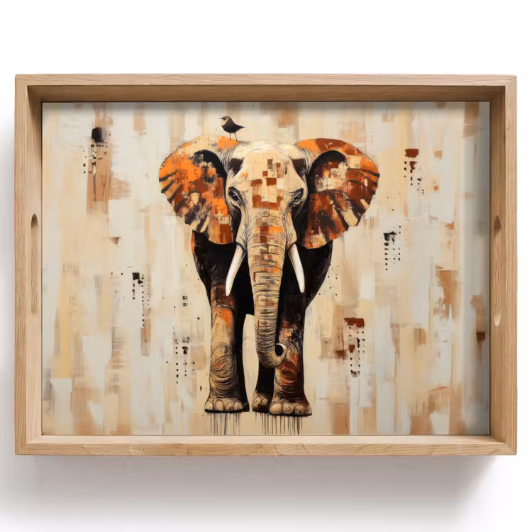 Plateau - Éléphant - Tronc - Mosaïque - Abstrait — 1