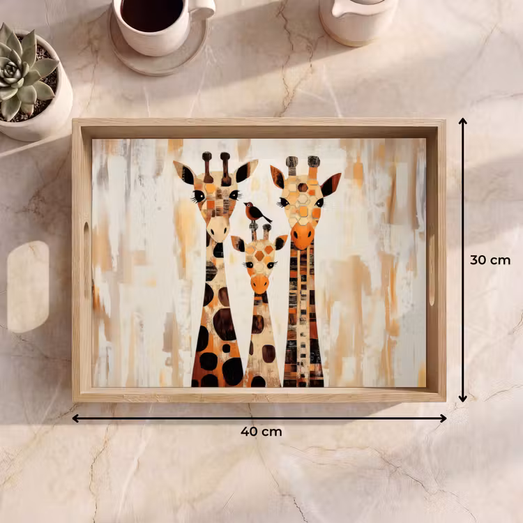 Plateau - Girafes - Dessin animé - Crème — 7