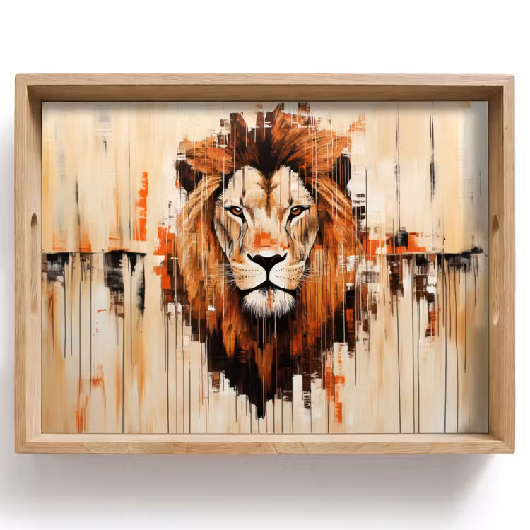 Plateau - Tête de lion - Lignes - Crème — 1