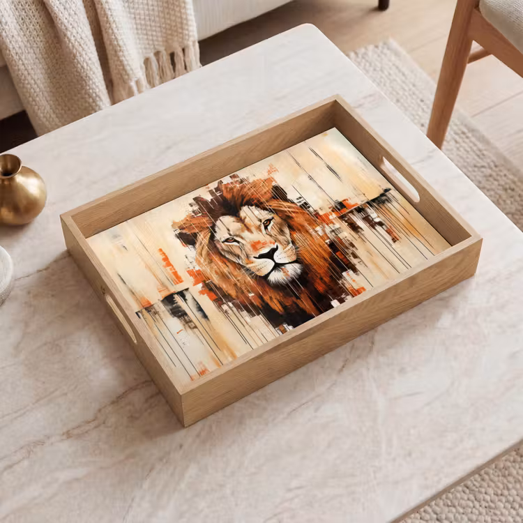 Plateau - Tête de lion - Lignes - Crème — 2