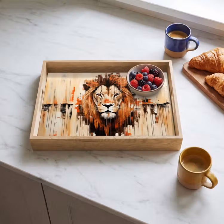 Plateau - Tête de lion - Lignes - Crème — 3
