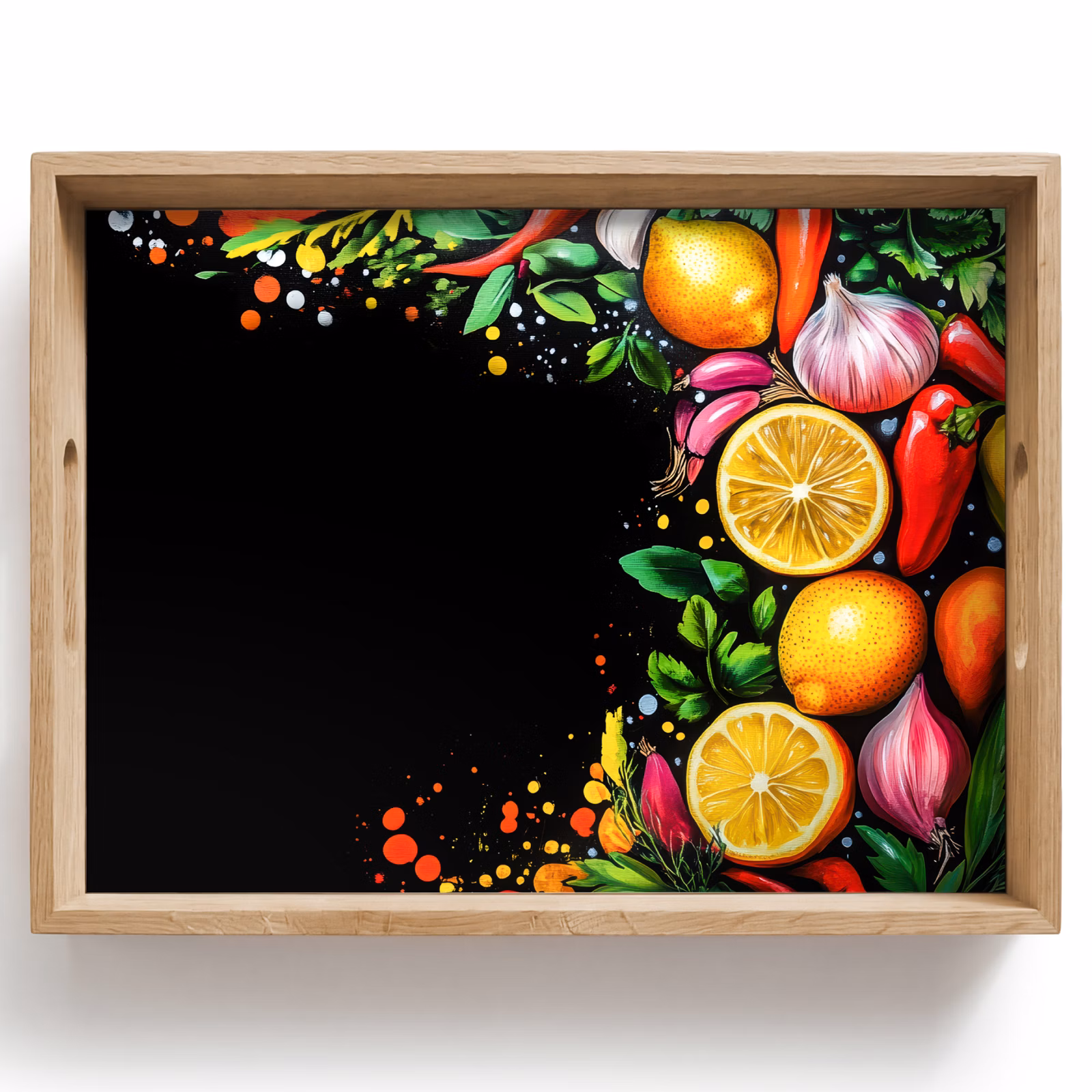 Plateau - Citrons - Poivre - Herbes - Graffiti - Peinture - Abstrait — 1