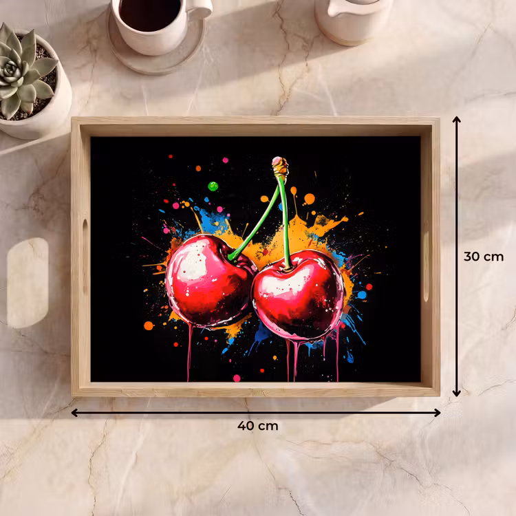 Plateau - Cerises - Fruits - Graffiti - Peinture - Abstrait - Moderne - Coloré — 7