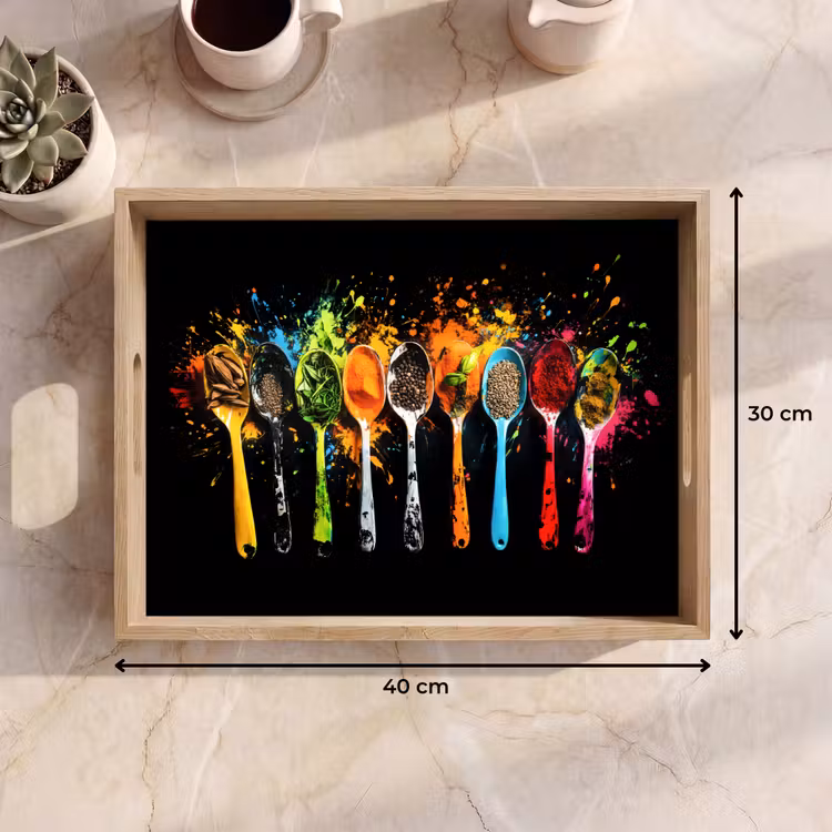 Plateau - Cuillères - Épices - Moderne - Graffiti - Peinture - Coloré — 7