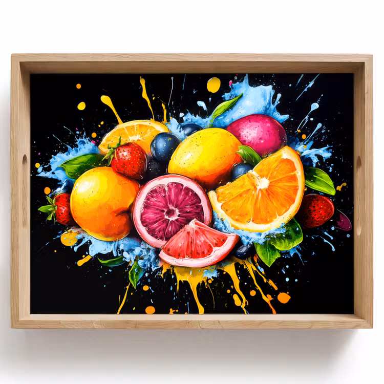 Plateau - Fruit - Graffiti - coloré - orange - fraise - abstrait — 1