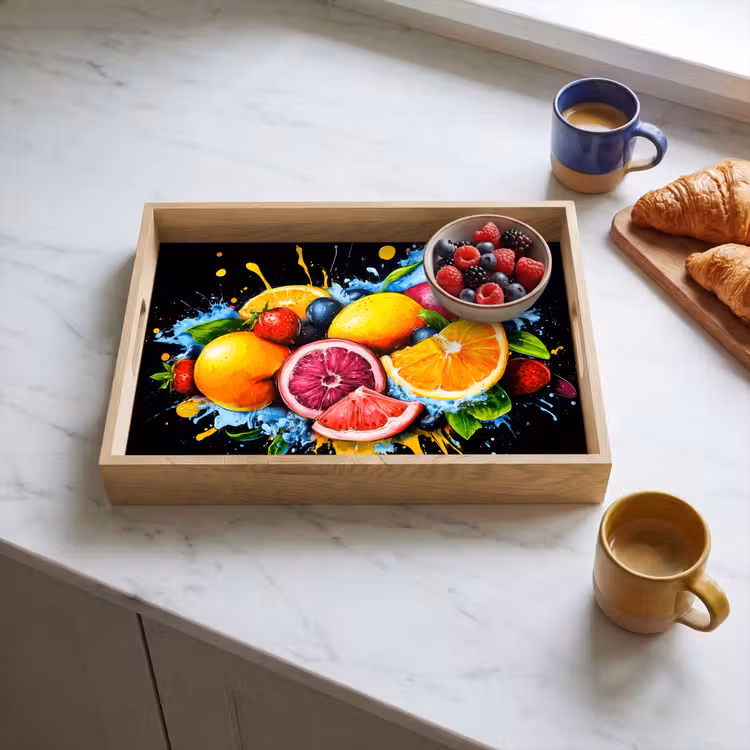 Plateau - Fruit - Graffiti - coloré - orange - fraise - abstrait — 3