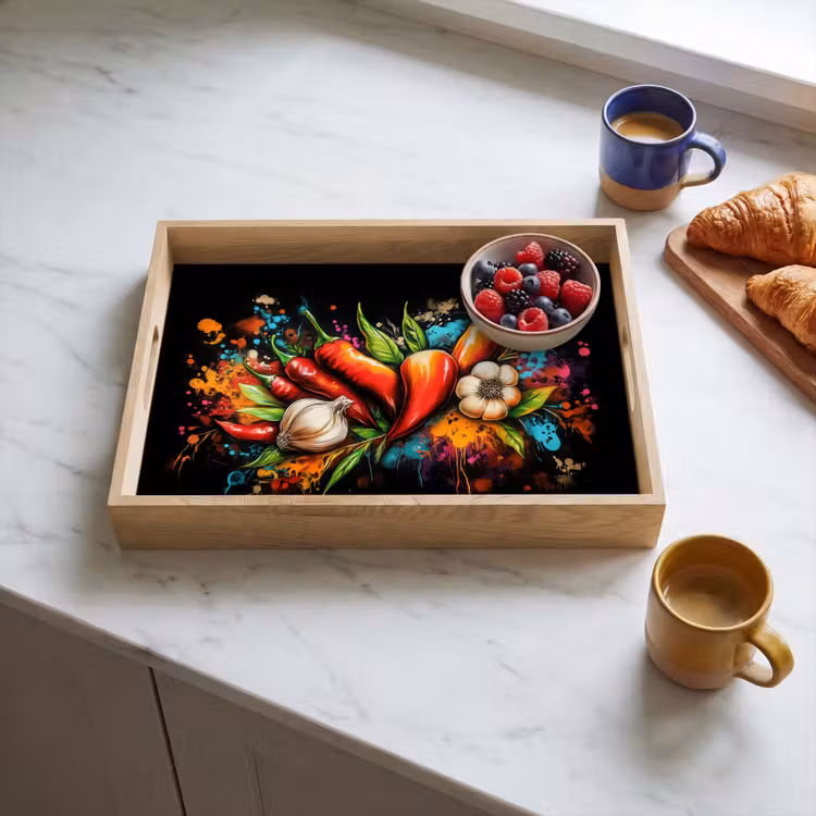 Plateau - Légume - Poivre - Ail - Graffiti - Peinture - Coloré — 3