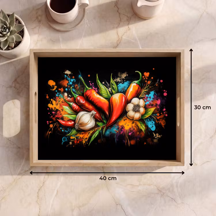 Plateau - Légume - Poivre - Ail - Graffiti - Peinture - Coloré — 7