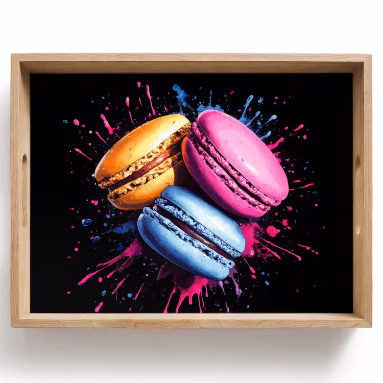 Plateau - Macarons - Dessert - Graffiti - Coloré - Rose - Bleu - Jaune — 1