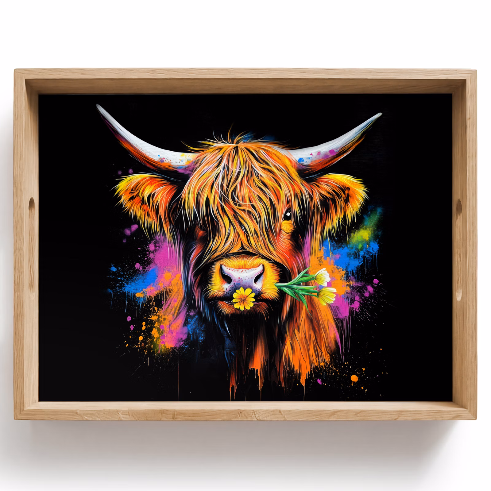 Plateau - Highlander écossais - Graffiti - Coloré - Fleur - Animaux — 1
