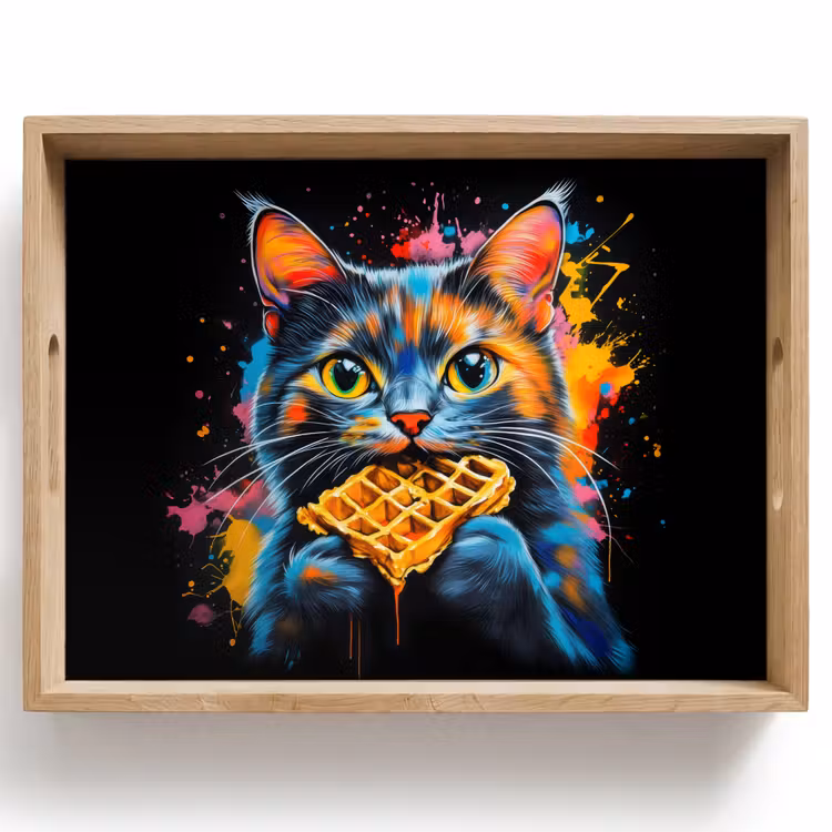 Plateau - Chat - Graffiti - Coloré - Gaufre - Alimentaire — 1