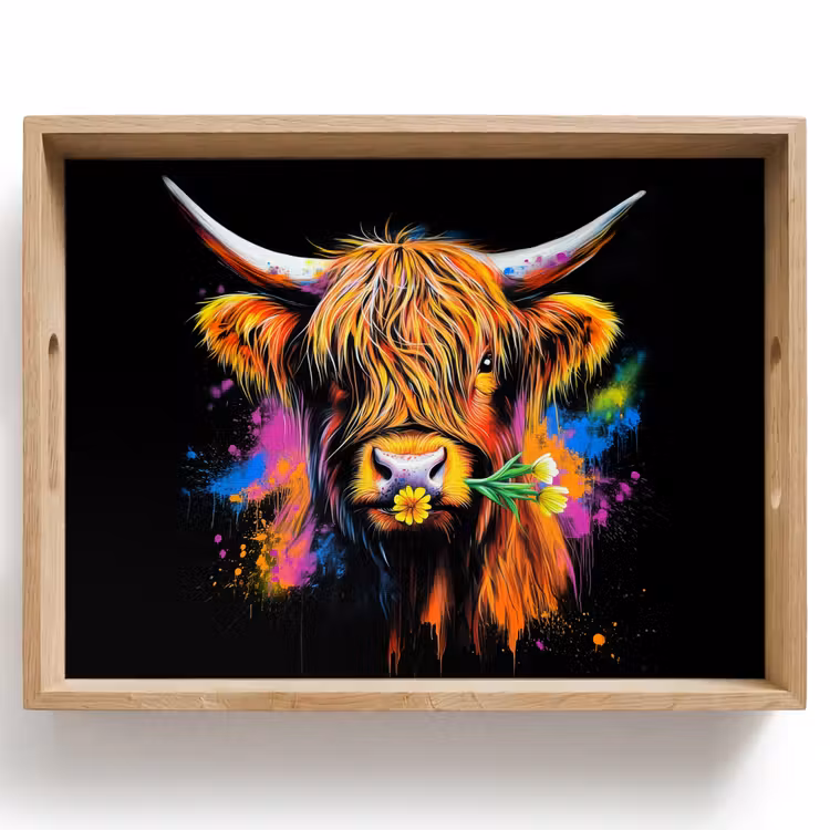 Plateau - Highlander écossais - Graffiti - Coloré - Fleur - Animaux — 1