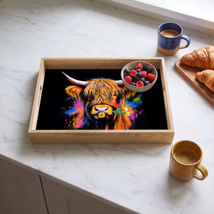 Plateau - Highlander écossais - Graffiti - Coloré - Fleur - Animaux — 3