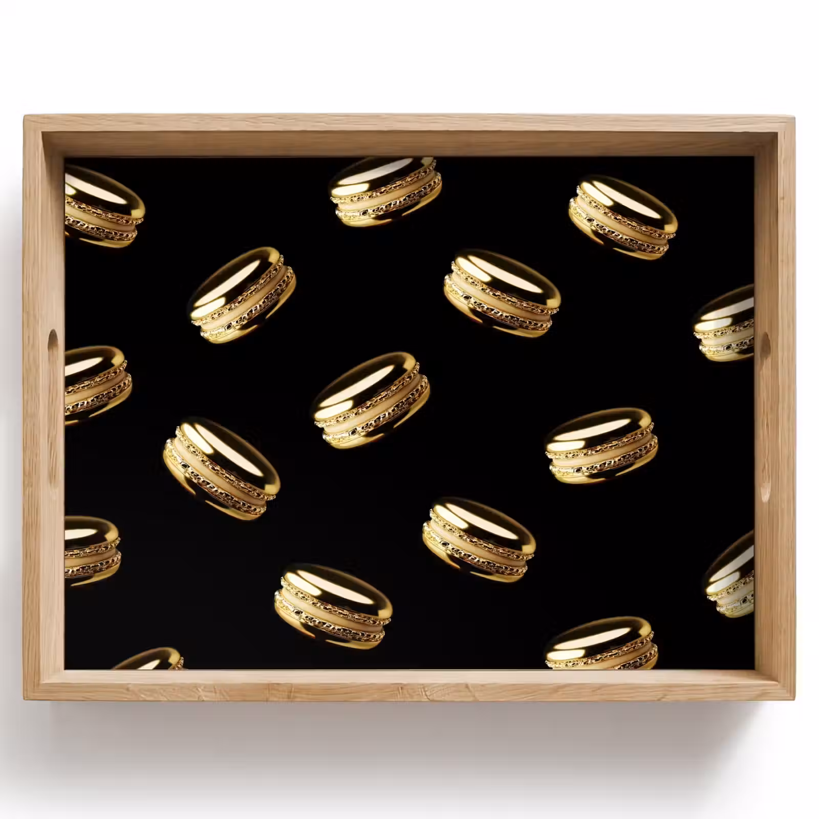 Plateau - Macarons - Motif - Or - Noir — 1