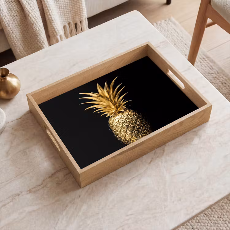 Plateau - Ananas - Noir - Or - Luxe — 2