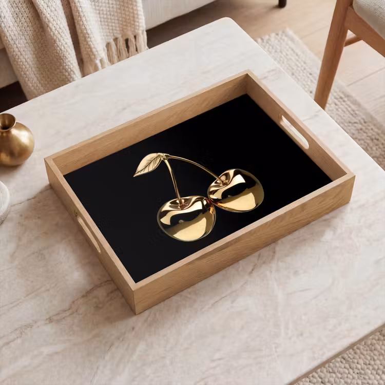 Plateau - Cerisier - Noir - Or - Chrome — 2