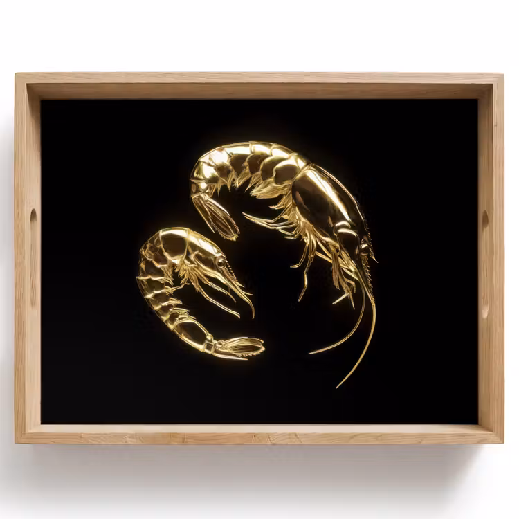 Plateau - Crevettes - Noir - Or - Animaux — 1