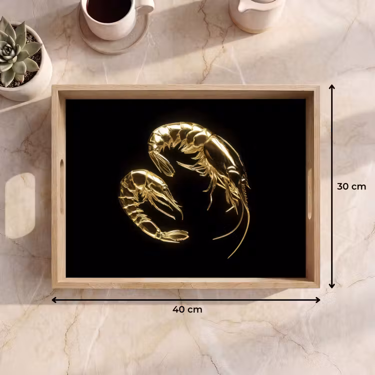 Plateau - Crevettes - Noir - Or - Animaux — 7