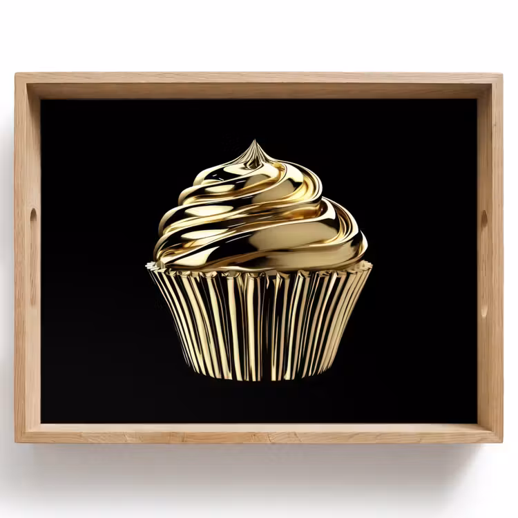 Plateau - Cupcake - Nourriture - Or - Noir — 1