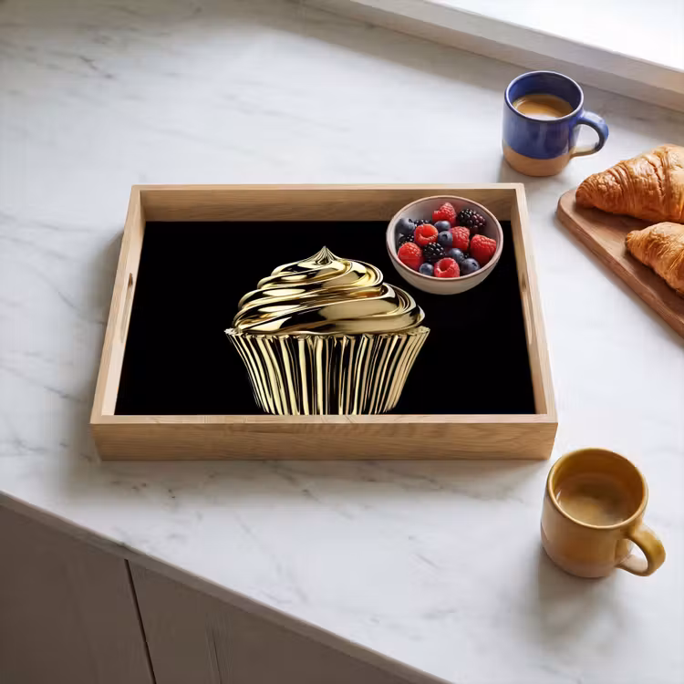 Plateau - Cupcake - Nourriture - Or - Noir — 3