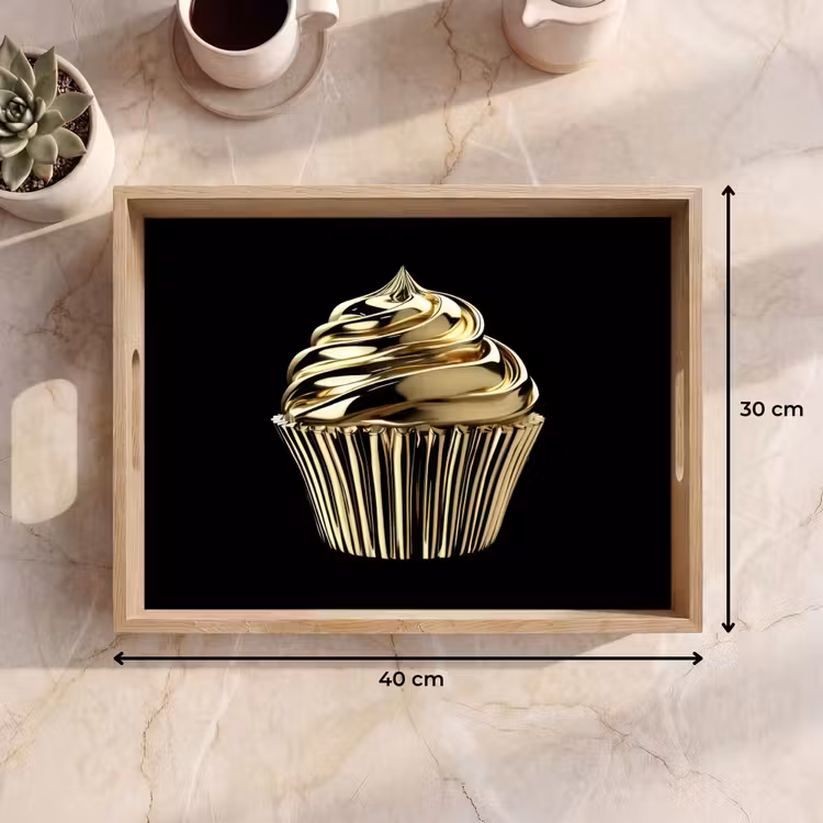 Plateau - Cupcake - Nourriture - Or - Noir — 7
