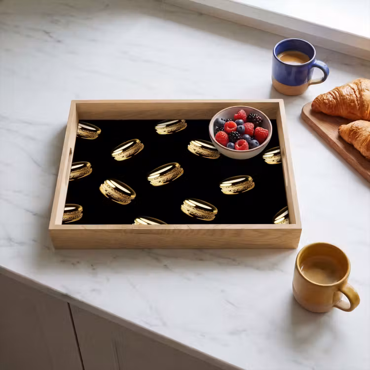 Plateau - Macarons - Motif - Or - Noir — 3