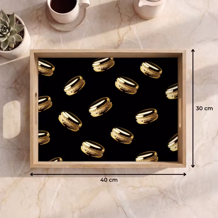 Plateau - Macarons - Motif - Or - Noir — 7