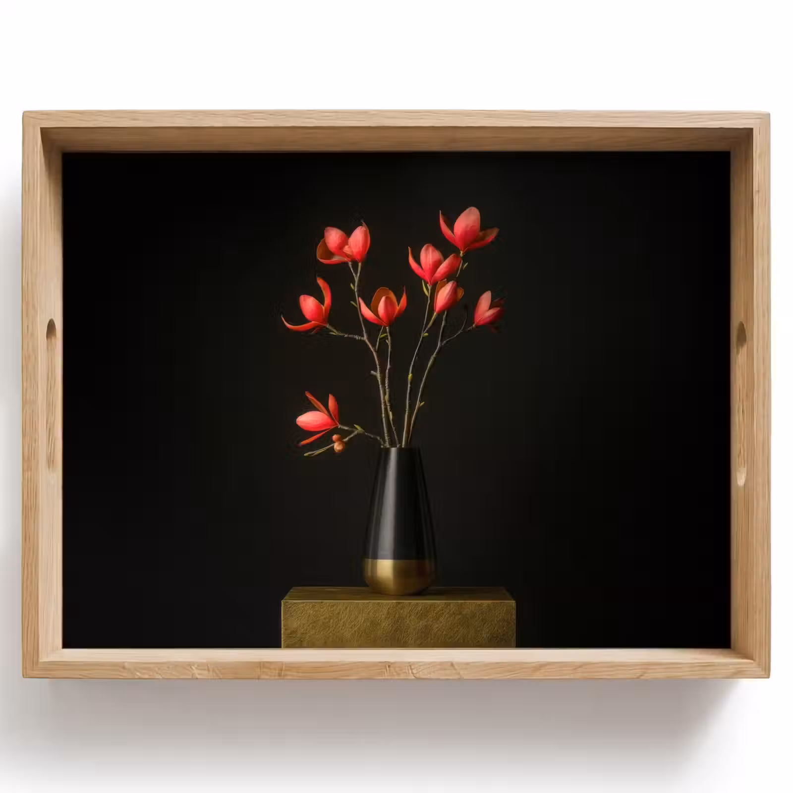 Plateau - Rouge - Fleurs - Vase — 1