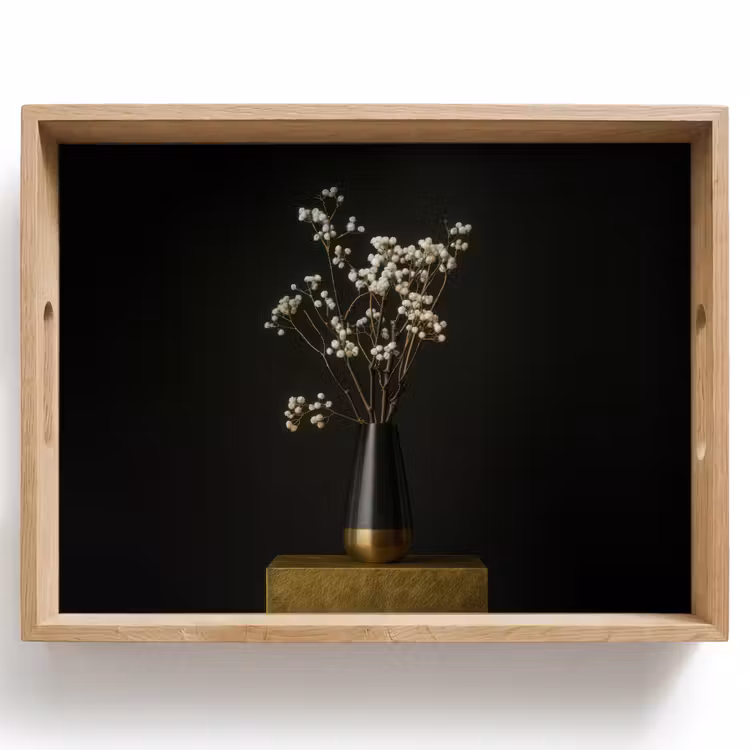 Plateau - Bulbes de fleurs - Blanc - Vase - Minimaliste — 1