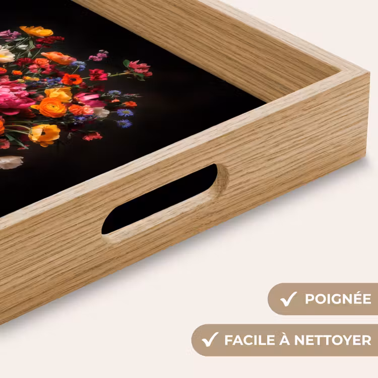 Plateau - Coloré - Bouquet - Vase - Marron foncé — 8
