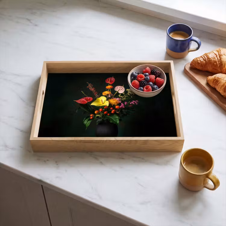 Plateau - Fleurs - Vase - Noir — 3