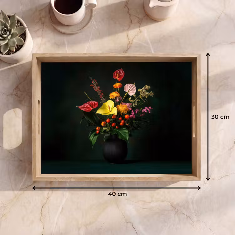 Plateau - Fleurs - Vase - Noir — 7